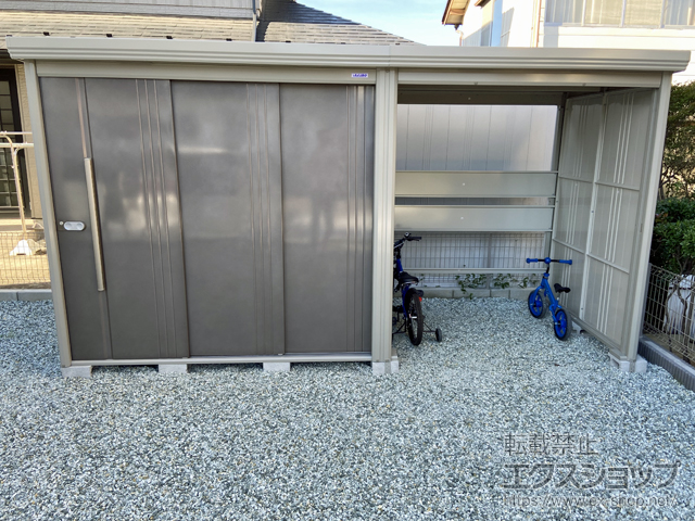 宮城県柴田郡柴田町のの物置・屋外倉庫 Mr.ストックマン プラスアルファ 一般型 4047×1590×2110（物置幅2,200mm）（TP-40R15） TP-40R15-B 施工例