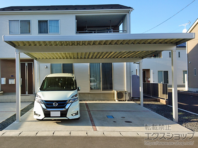宮城県栗原市ののカーポート カーポートSW 1500タイプ 2台用 角柱4本柱 積雪〜50cm対応 施工例