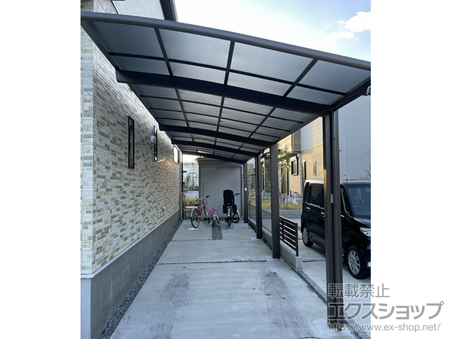 千葉県流山市ののカーポート ネスカR (ラウンドスタイル) 縦連棟 積雪〜20cm対応 施工例