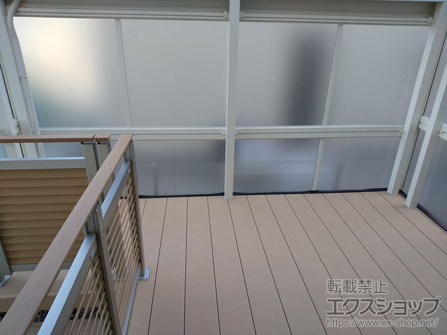 愛知県名古屋市ののウッドデッキ リウッドデッキ 200+独立式 リウッド ステップ2型+ルシアスハイパーティションB05型+ルシアスデッキフェンスB05型+ルシアスデッキ門扉B05型 施工例