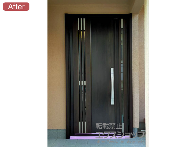 福岡県筑紫野市のLIXIL リクシル（トステム）の玄関ドア リシェント玄関ドア3 断熱K4仕様 親子仕様(ランマ無)L M83型 ※タッチキー仕様(リモコンタイプ) 施工例