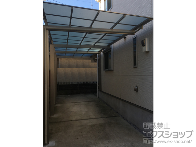 埼玉県所沢市ののカーポート ニューマイリッシュ 縦連棟 逆勾配 前下がり 積雪〜20cm対応 施工例