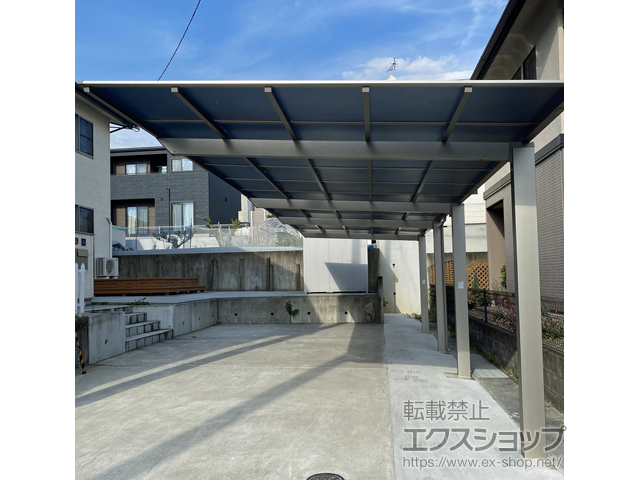 福島県須賀川市ののカーポート ソリッドポート 縦連棟 積雪〜20cm対応 施工例