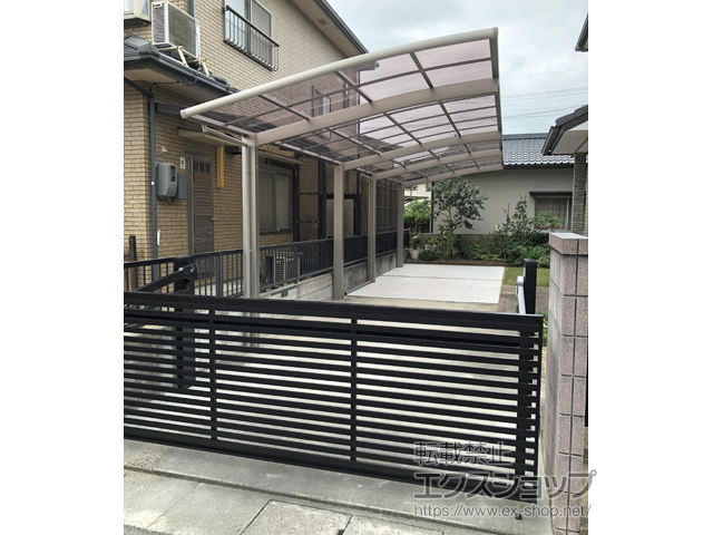 岡山県倉敷市ののカーポート ネスカR (ラウンドスタイル) 縦連棟 積雪〜20cm対応 施工例