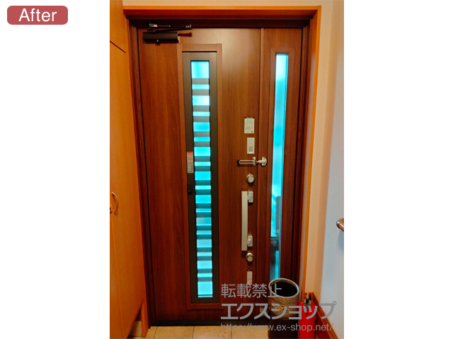 山口県周南市のLIXIL リクシル（トステム）の玄関ドア リシェント玄関ドア3 断熱K4仕様 親子仕様(ランマ無)R G82型 ※タッチキー仕様(キー付リモコン) 施工例