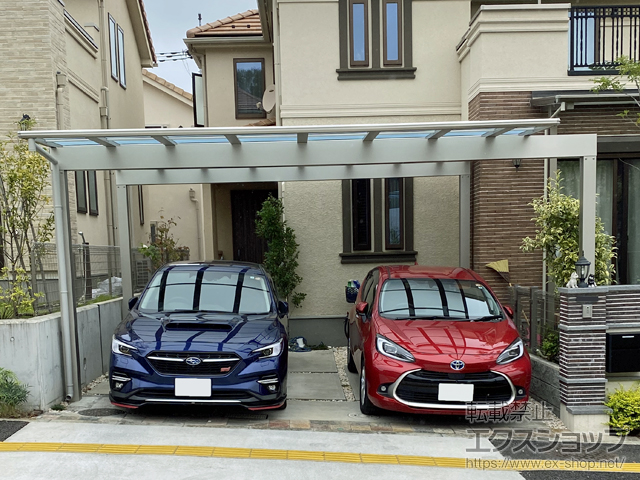 東京都稲城市ののカーポート エフルージュ ツイン FIRST 積雪〜20cm対応＜梁延長 片側1本8m＞ 施工例