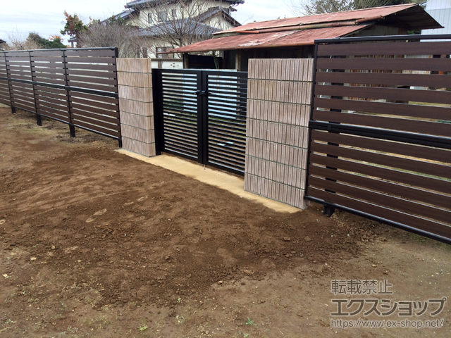茨城県坂東市のの門扉 レジリア Y2型 両開き 施工例