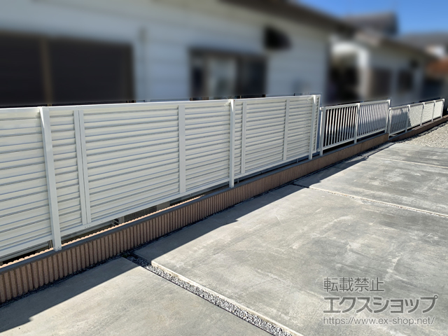 群馬県富岡市ののフェンス・柵 ミエッタフェンス 防犯たて格子タイプ　自由柱施工 施工例
