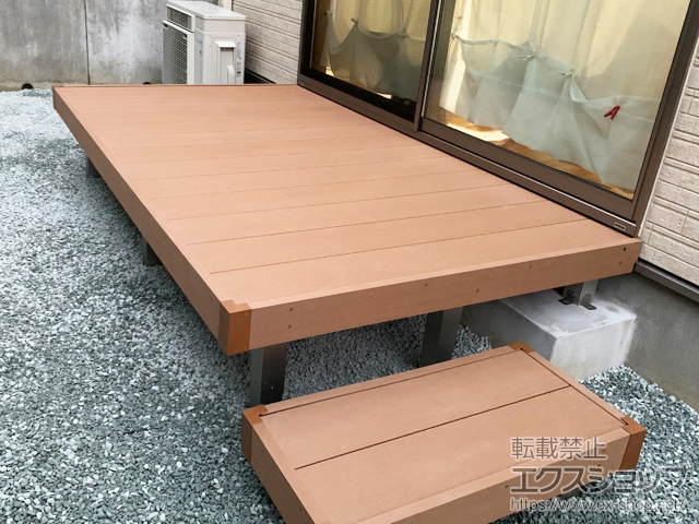 宮城県仙台市ののウッドデッキ マージウッドデッキ＋独立式リウッドステップ2型 施工例