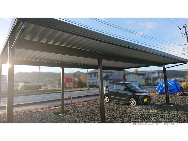 岩手県北上市ののカーポート カーポートSW 積雪50cm対応 3台用 横連棟 角6本柱 施工例