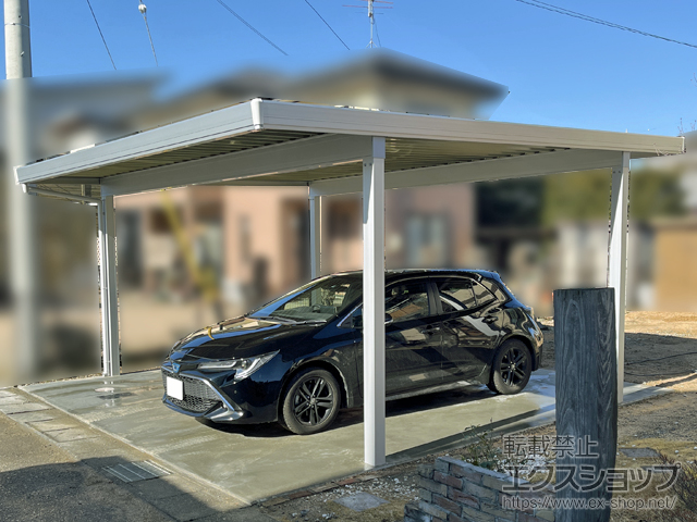 長野県安曇野市ののカーポート カーポートSW 積雪50cm対応 2台用 角柱4本柱 施工例
