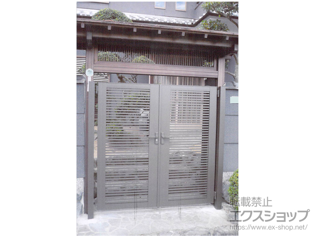 奈良県北葛城郡河合町のの門扉 開き門扉AB YR1型 両開き　柱使用 施工例