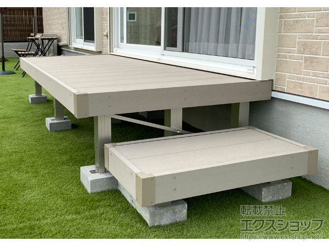 京都府京田辺市ののウッドデッキ リウッドデッキ 200＋独立式リウッドステップ2型×1セット 施工例