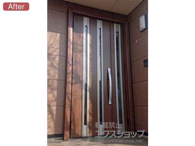 埼玉県上尾市のLIXIL リクシル（トステム）の玄関ドア リシェント玄関ドア3 断熱K4仕様 親子仕様(ランマ無)L M24型 ※タッチキー仕様(キー付きリモコンタイプ) 施工例