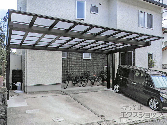 広島県広島市ののカーポート エフルージュツインEX FIRST 後方支持タイプ 積雪〜20cm対応 施工例