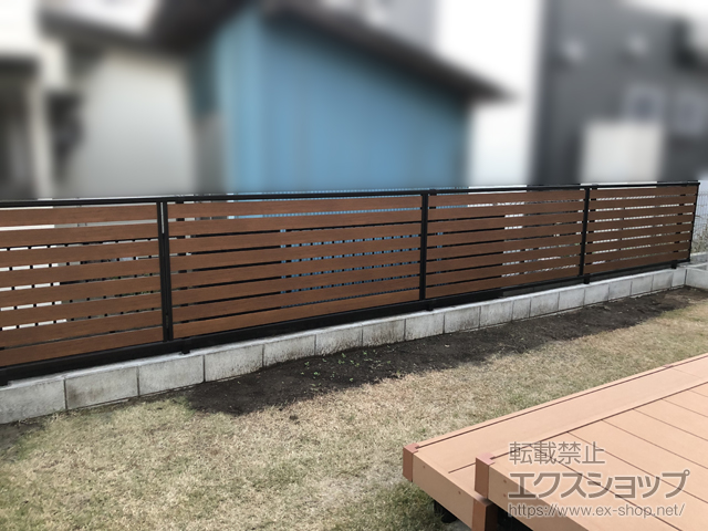 東京都町田市ののフェンス・柵 モクアルフェンス 横板タイプ　自由柱施工 施工例