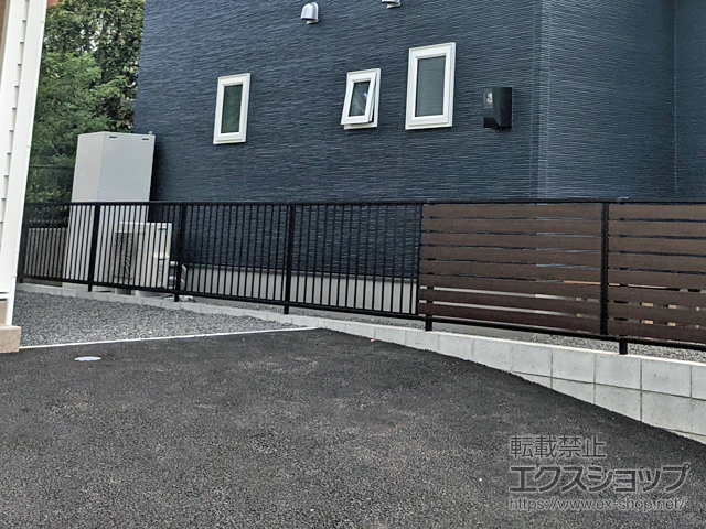 大分県佐伯市ののフェンス・柵 ミエッタフェンス 防犯たて格子タイプ　自由柱施工 施工例