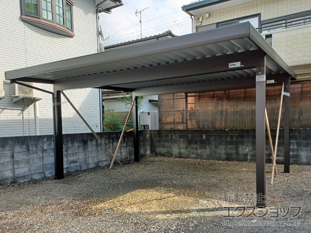 京都府舞鶴市ののカーポート ジーポートneo 積雪100cmAタイプ 2台用 4本角柱 施工例