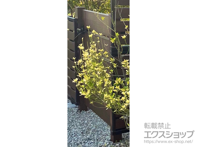 香川県丸亀市のの門扉 【特注】ルシアス門扉W03型 横スリット(木調框) 片開き 複合カラー 門柱使用 施工例