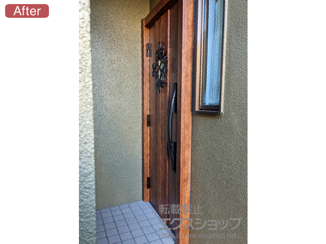 神奈川県平塚市のLIXIL リクシル（トステム）の玄関ドア リシェント玄関ドア3防火戸 断熱K4仕様 片開き仕様(ランマ無)L D77型 ※タッチキー仕様(リモコンタイプ) 施工例