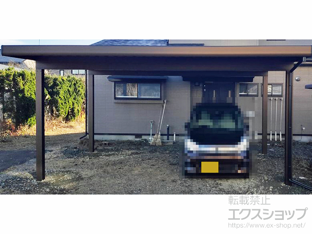 岩手県滝沢市ののカーポート ジーポートneo 積雪100cmAタイプ 2台用 角4本柱 施工例