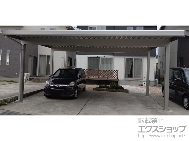 新潟県新潟市ののカーポート ジーポートneo Aタイプ 2台用 4本角柱 積雪〜100cm対応 施工例