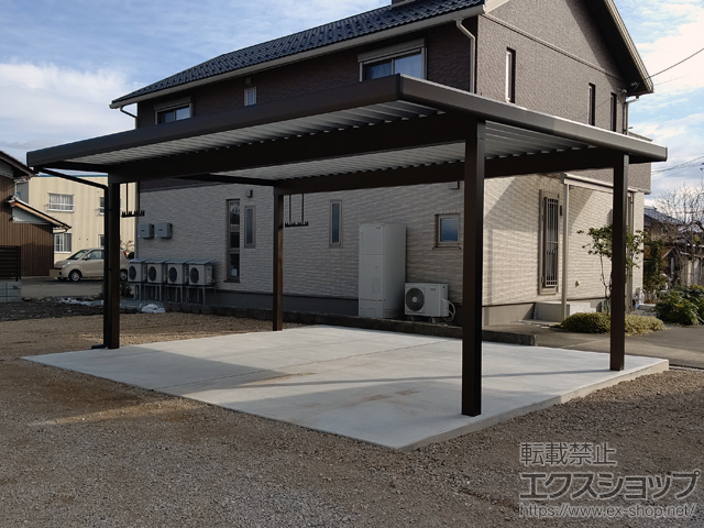 滋賀県長浜市ののカーポート レオンポートneo 2台用 角柱4本柱 積雪〜50cm対応 施工例