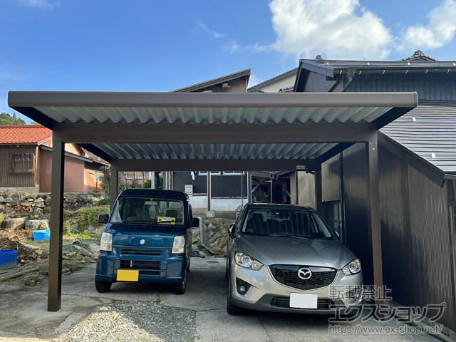 島根県雲南市ののカーポート ジーポートneo 積雪100cm Aタイプ 2台用 4本角柱 施工例