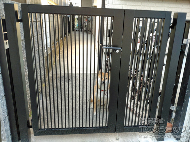 和歌山県和歌山市のの門扉 開き門扉AB TR2型 親子開き　柱使用 施工例