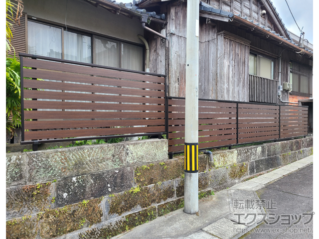 鹿児島県枕崎市ののフェンス・柵 モクアルフェンス 横板タイプ 自由柱施工 施工例