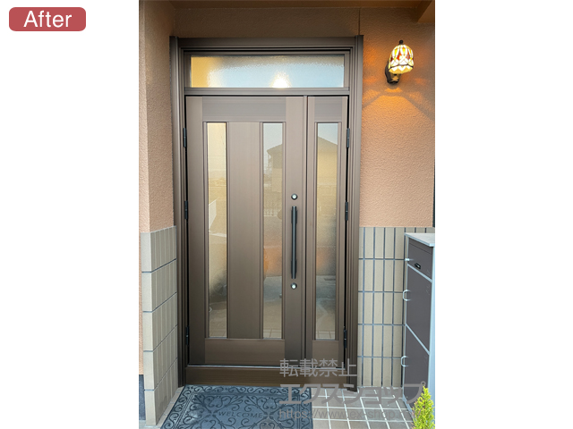 大阪府貝塚市のの玄関ドア ドアリモ玄関ドア S02N型（通風無）アルミ仕様 ランマ付 親子仕様（左勝手）*手動仕様 施工例