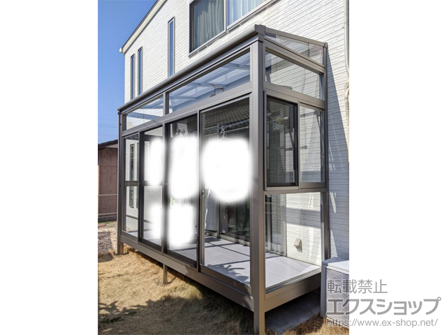 長崎県大村市ののテラス囲い・サンルーム サニージュ F型 床納まり ランマ付 積雪〜20cm対応 施工例