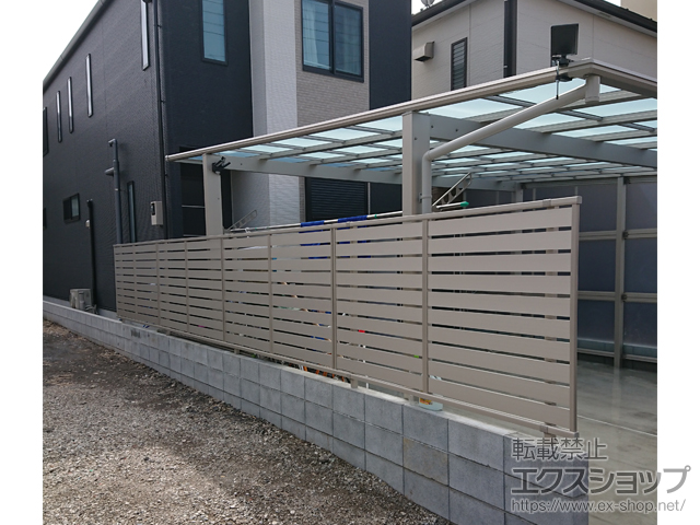 神奈川県横浜市のの物置・屋外倉庫 シンプレオフェンスSY1F型 横スリット 自由柱施工 施工例
