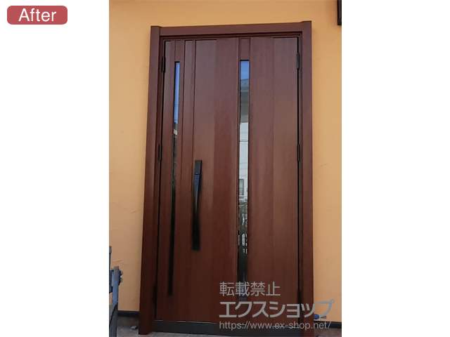 神奈川県横浜市のLIXIL リクシル（トステム）の玄関ドア リシェント玄関ドア3 断熱K2仕様 親子仕様(ランマ無)R G12型 ※タッチキー仕様(キー付リモコン) 施工例