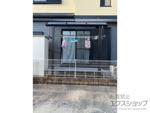 兵庫県川西市ののテラス屋根 プレシオステラスII R型 テラスタイプ 単体 積雪〜20cm対応＋吊り下げ固定物干し 施工例
