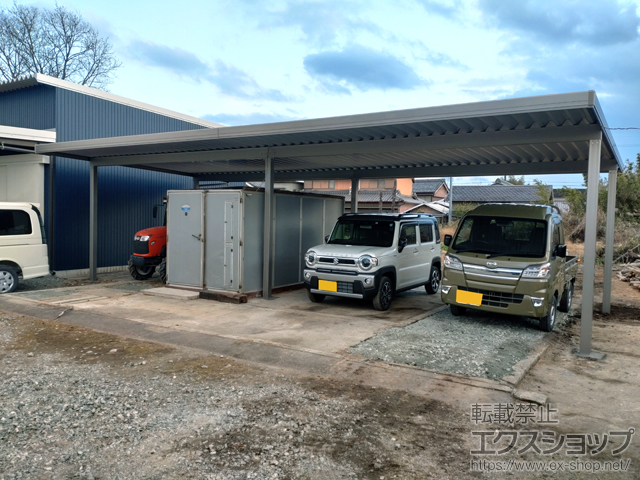 三重県伊勢市ののカーポート カーポートSW 積雪30cm対応 4台用 横連棟 6本角柱 施工例