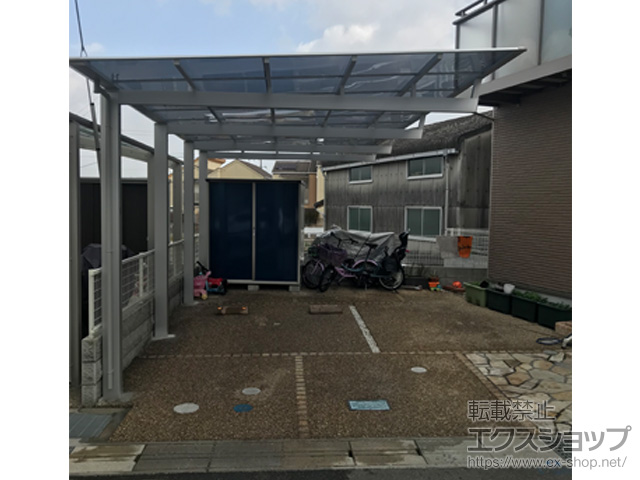 京都府乙訓郡大山崎町ののカーポート ニューマイリッシュ 延長 通常勾配 前上がり 積雪〜20cm対応 施工例