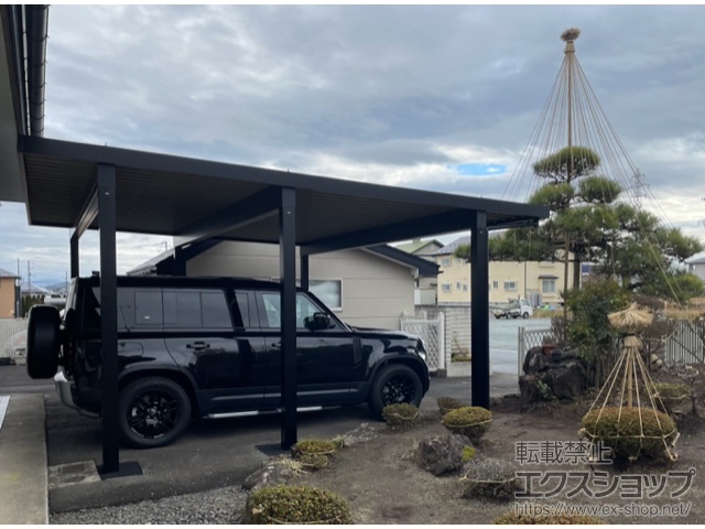 岩手県花巻市ののカーポート G1-R 積雪〜150cm対応 2台用 ワイド 角柱6本柱 施工例