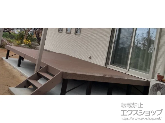 佐賀県神埼郡吉野ヶ里町ののテラス屋根、ウッドデッキ リウッドデッキ 200＋リウッドステップ5型 Hタイプ（2段） 施工例