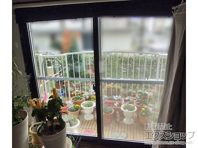 千葉県千葉市のの二重窓（内窓） インプラス 引違い窓 2枚建+ふかし枠（50mm）4方カーテンレール取付仕様 施工例