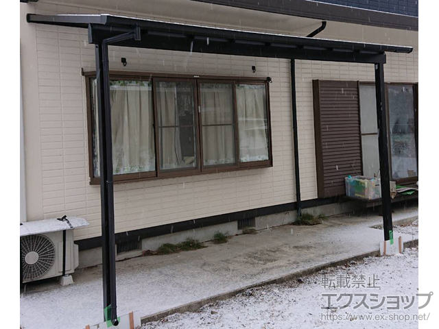 栃木県那須塩原市ののテラス屋根 ソラリア F型 1500 テラスタイプ 単体　積雪〜50cm対応+自在垂木掛け 施工例