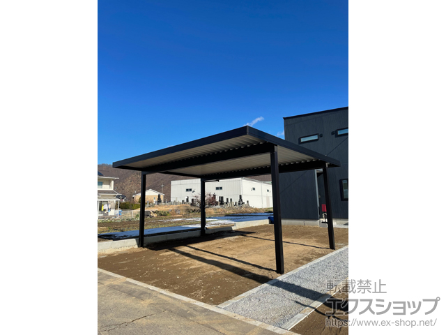 長野県千曲市ののカーポート ジーポートPro 積雪50cm対応 2台用 4本角柱 施工例