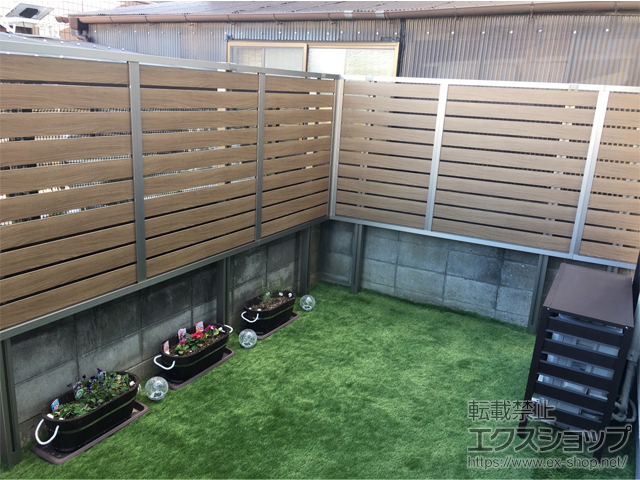 岡山県倉敷市ののフェンス・柵 モクハイフェンス 上段のみ設置 アルミ多段柱仕様 施工例