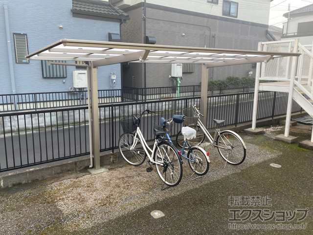 埼玉県桶川市ののサイクルポート・駐輪場 ネスカFミニ (フラットスタイル) 積雪〜20cm対応＋着脱式サポート 施工例