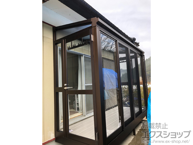 宮崎県西臼杵郡五ヶ瀬町ののテラス囲い・サンルーム ソラリアテラス囲い F型 床納まり ランマなし ノーマルタイプ 積雪〜20ｃｍ対応 施工例