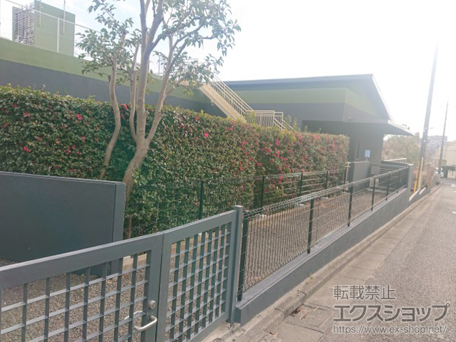 神奈川県川崎市ののフェンス・柵 イーネットフェンス 3F型　自由柱施工 施工例