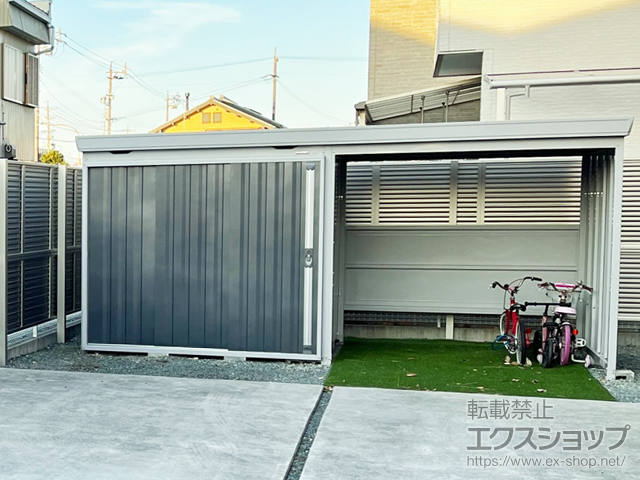 静岡県湖西市のの物置・屋外倉庫 FORTAウィズ一般型 4420×2210×2085 左扉タイプ FW-2222+22KS-CG 施工例