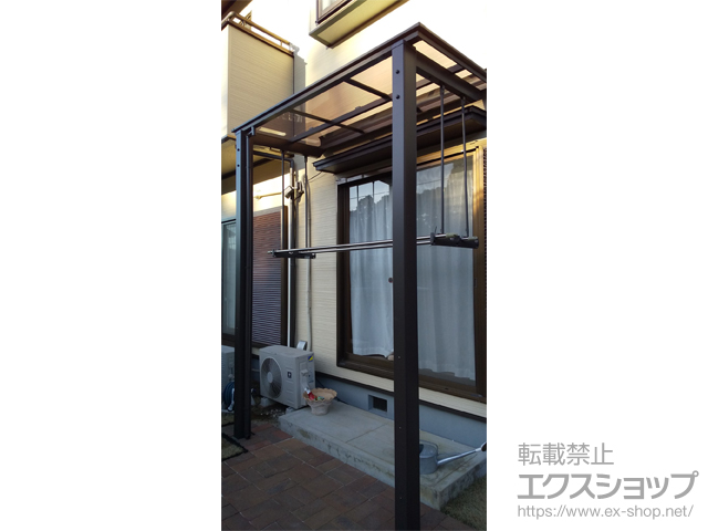 千葉県八街市ののテラス屋根 フーゴF 独立テラスタイプ 単体 積雪〜20cm対応＋吊り下げ式物干しAセット 施工例