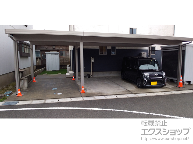 新潟県柏崎市ののカーポート カーポートST 積雪100cm対応 3台用 横連棟 6本柱 施工例
