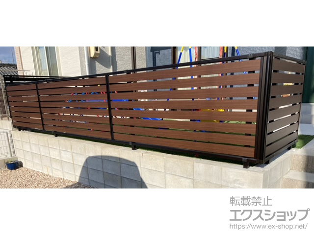 愛知県豊明市ののフェンス・柵 モクアルフェンス 横板タイプ 自由柱施工 施工例
